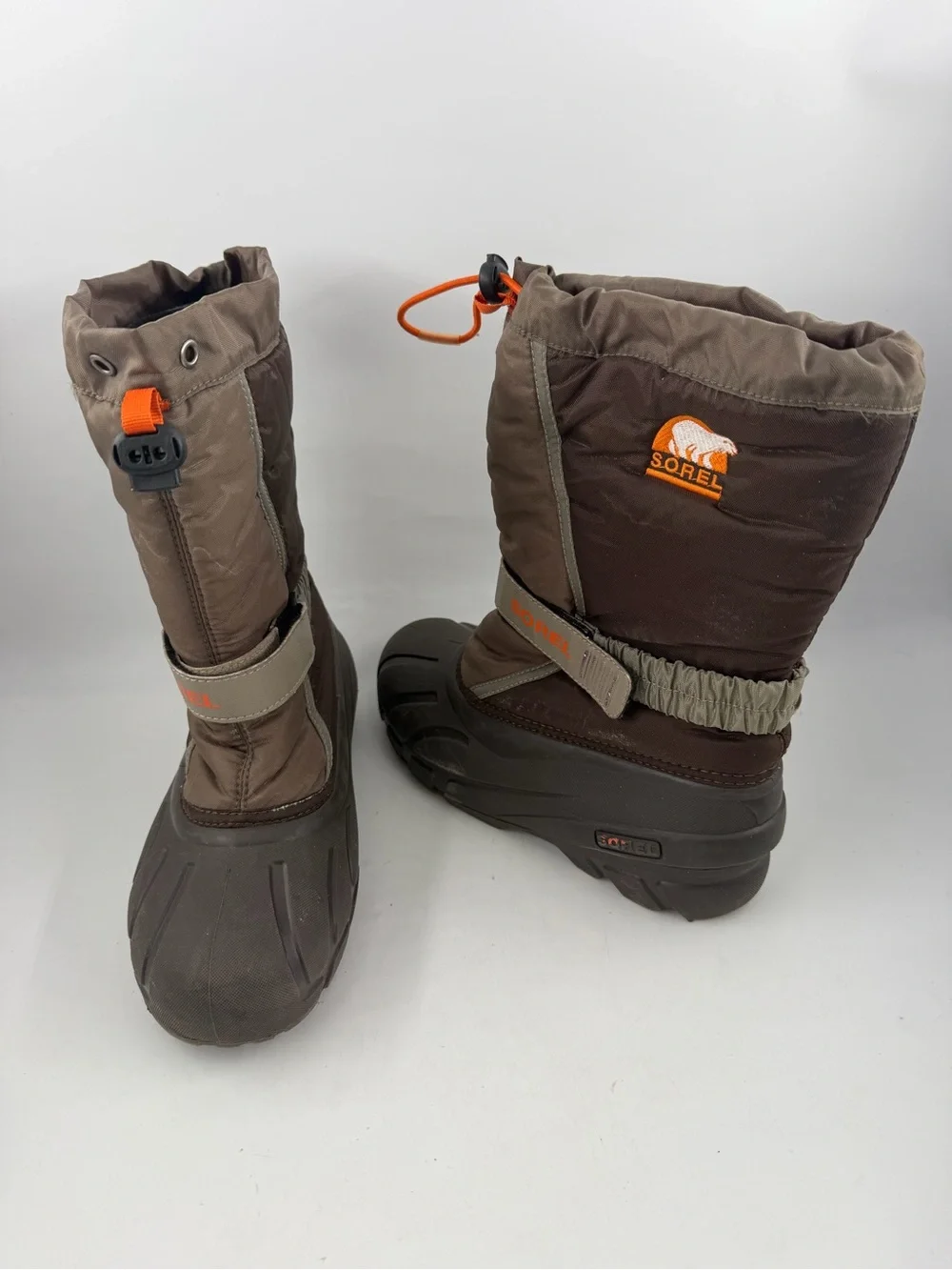 Sorel Kids Flurry -SZ 6- Brown Orange Waterproof Insulated Winter Snow Boots